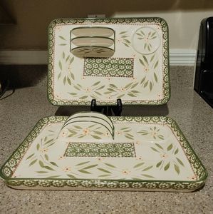 Temp-tations Presentable ovenware,Old World by Tara. GREEN,taco tray. Never used